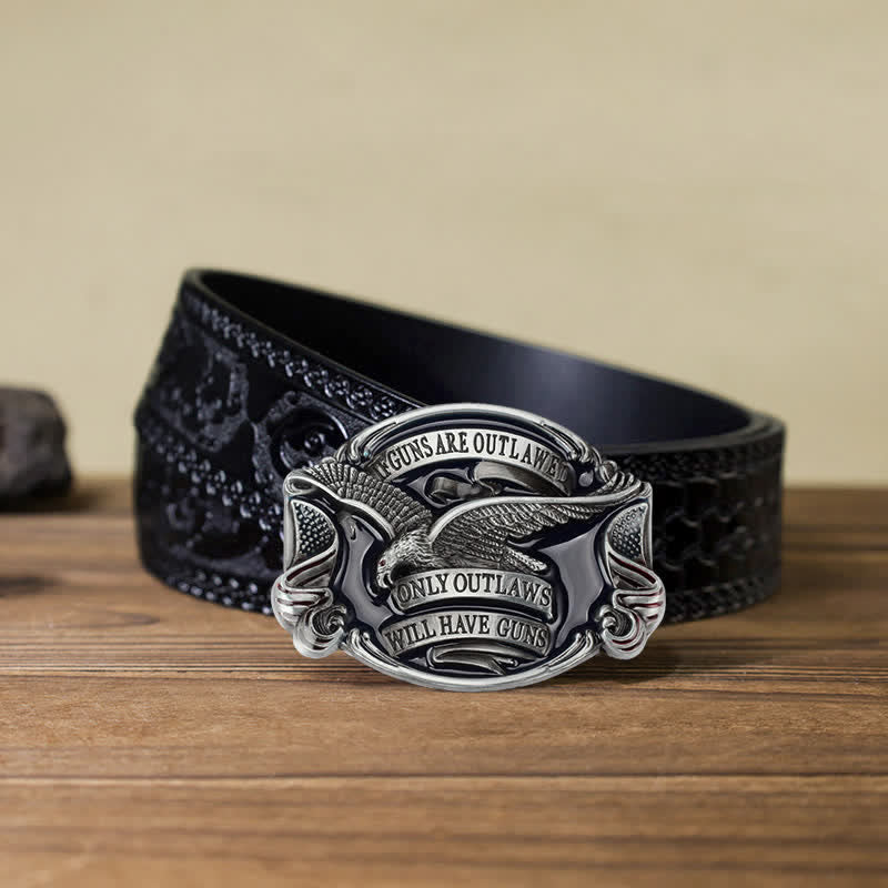 Men's DIY Soaring Eagle Statement Buckle Leather Belt - Image 17