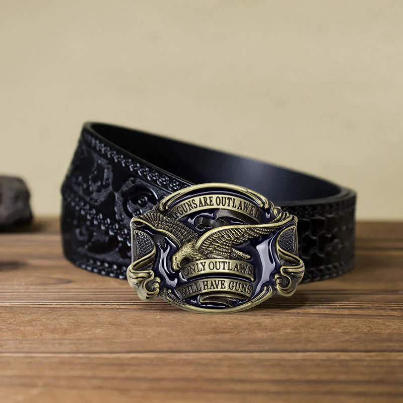 Men's DIY Soaring Eagle Statement Buckle Leather Belt - Image 18
