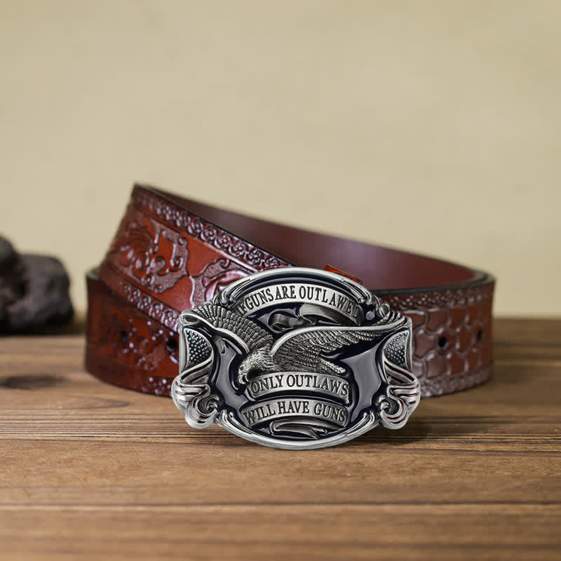 Men's DIY Soaring Eagle Statement Buckle Leather Belt - Image 20