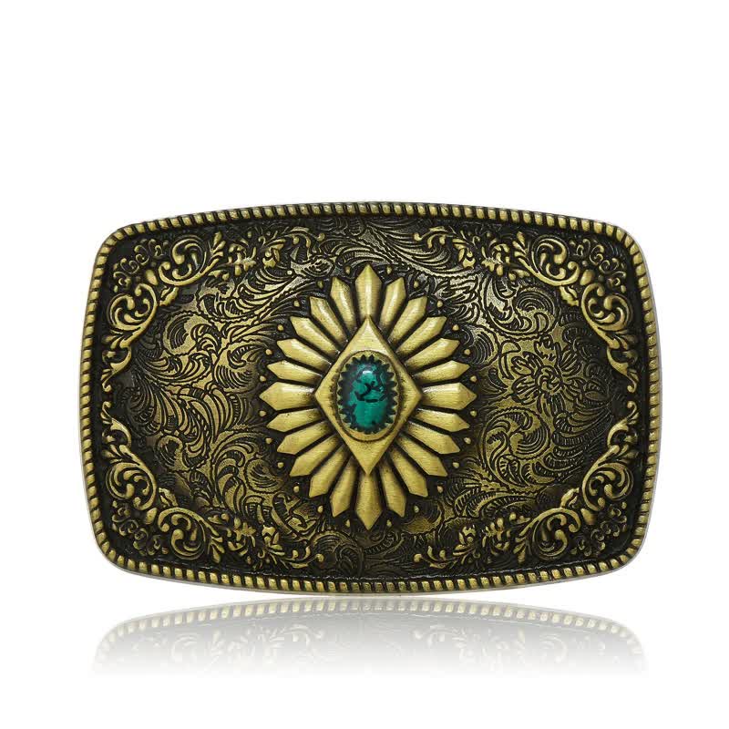 Men's DIY Square Turquoise Western Buckle Leather Belt - Image 7