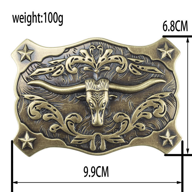 Men's DIY Square Western Bull Head Buckle Leather Belt - Image 5