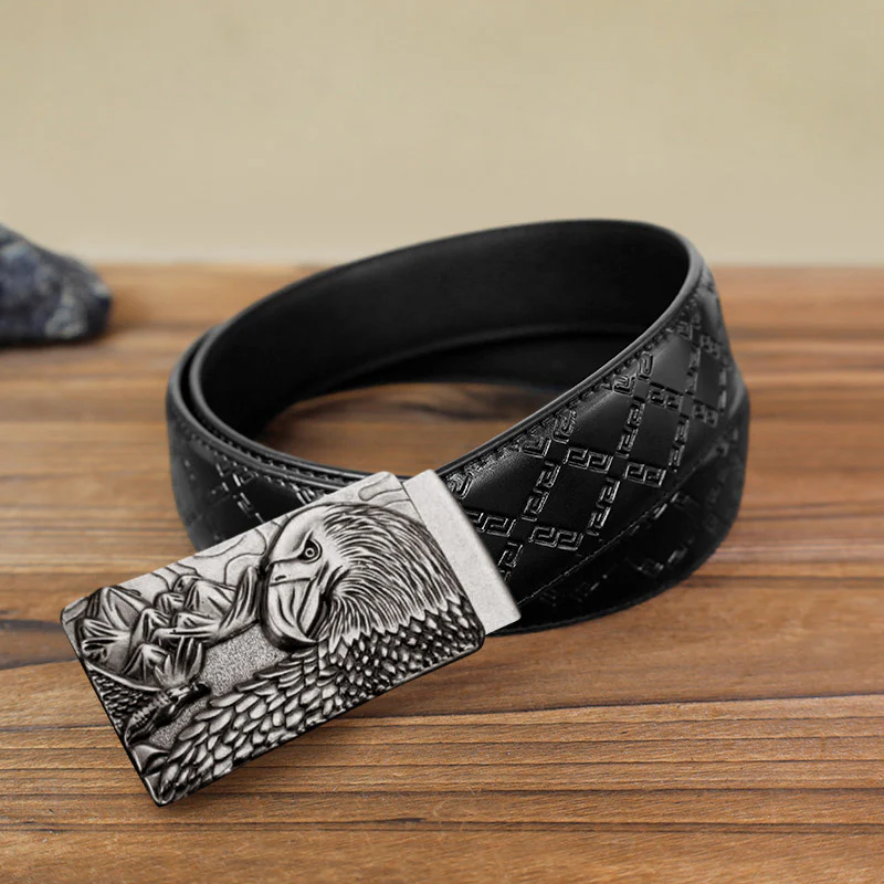 Men's DIY Strong Eagle Automatic Buckle Leather Belt - Image 3