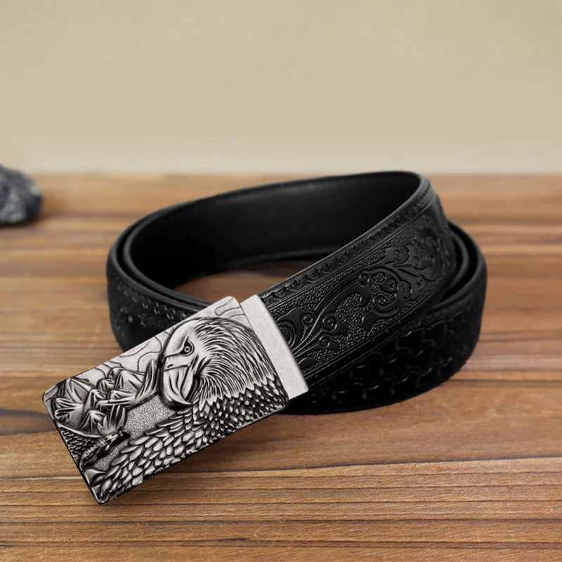 Men's DIY Strong Eagle Automatic Buckle Leather Belt - Image 5