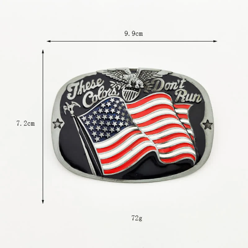 Men's DIY These Colors Don't Run Eagle Flag Buckle Leather Belt - Image 3