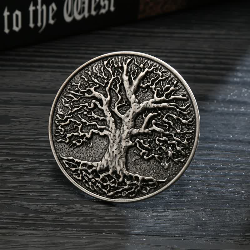 Men's DIY Tree of Life Round Buckle Leather Belt - Image 5