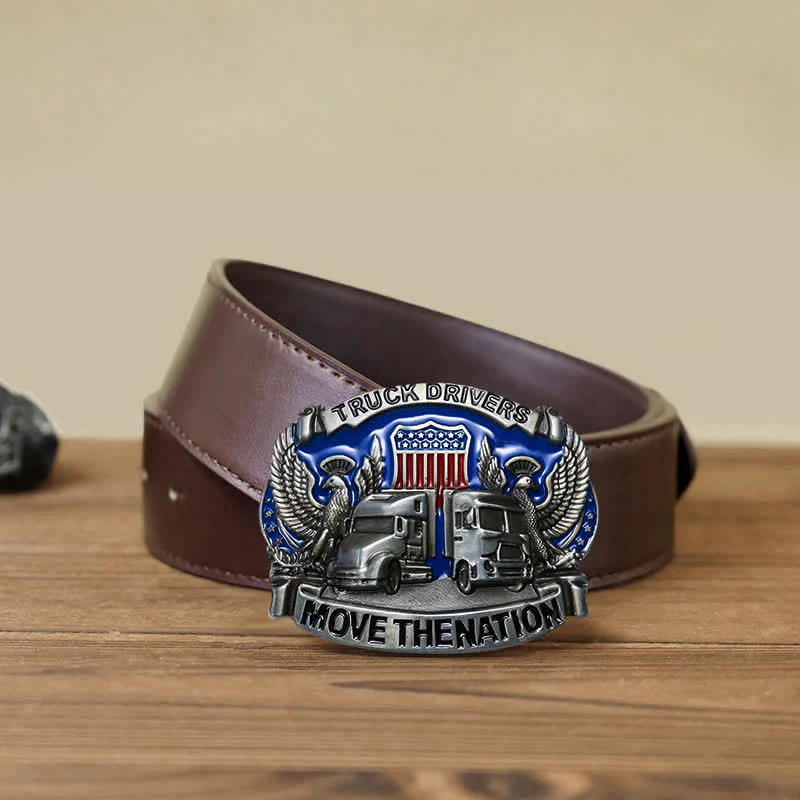 Men's DIY Truck Drivers Statement Buckle Leather Belt - Image 9