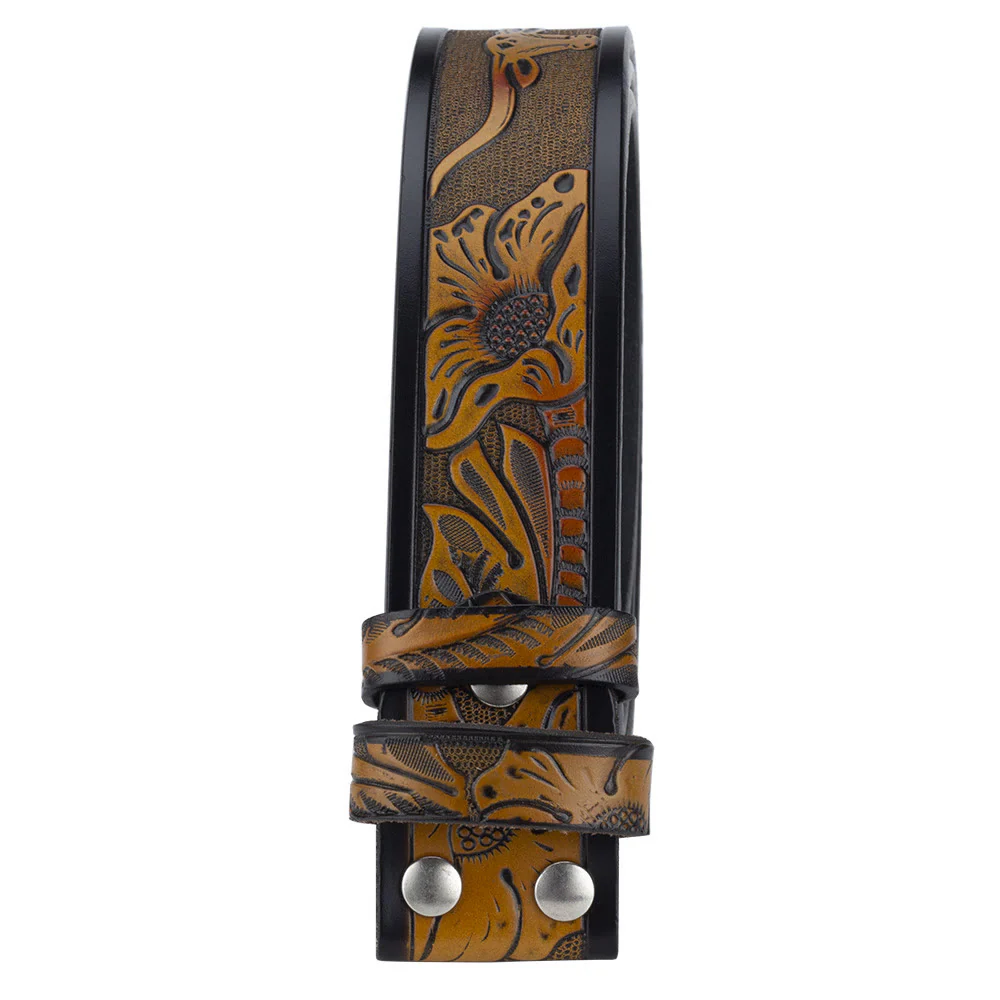 Men's DIY Turquoise Wood Bead Bull Buckle Leather Belt - Image 21