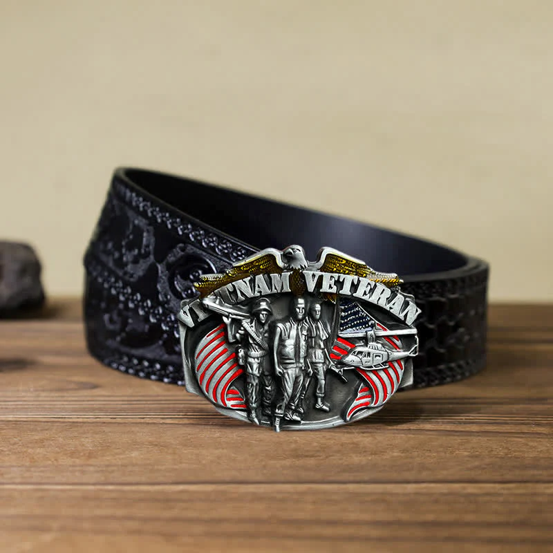 Men's DIY Vietnam Veteran Buckle Leather Belt - Image 10