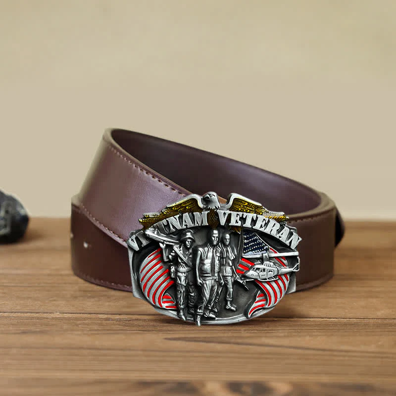 Men's DIY Vietnam Veteran Buckle Leather Belt - Image 8