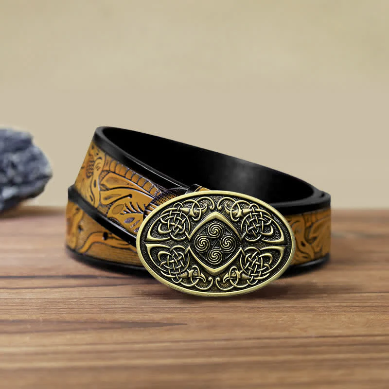 Men's DIY Viking Celtic Knot Buckle Leather Belt - Image 17