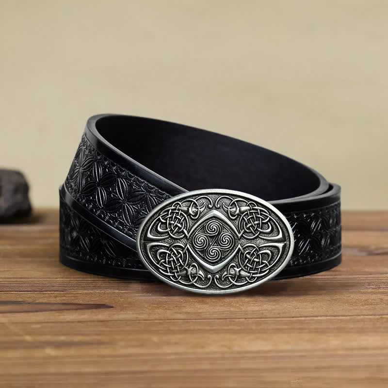Men's DIY Viking Celtic Knot Buckle Leather Belt - Image 6