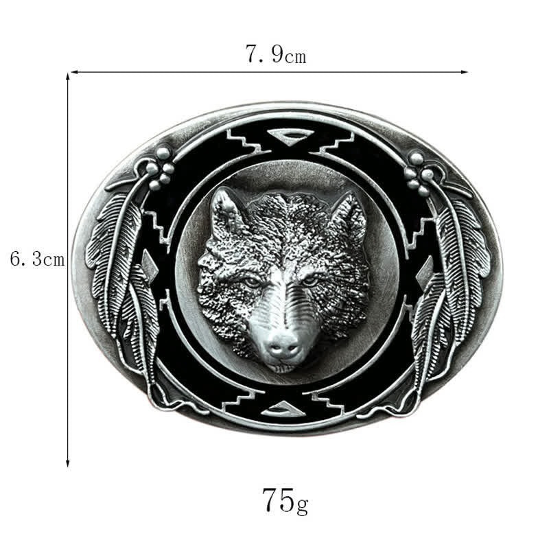 Men's DIY Vivid Wolf Head Buckle Leather Belt - Image 5