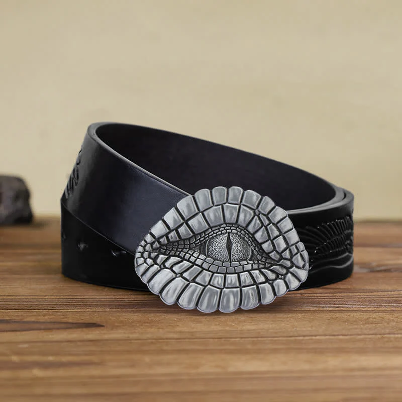 Men's DIY Watcher Alligator Eye Buckle Leather Belt - Image 6