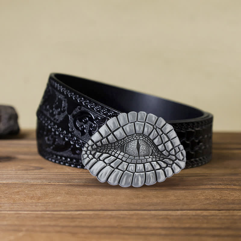Men's DIY Watcher Alligator Eye Buckle Leather Belt - Image 8