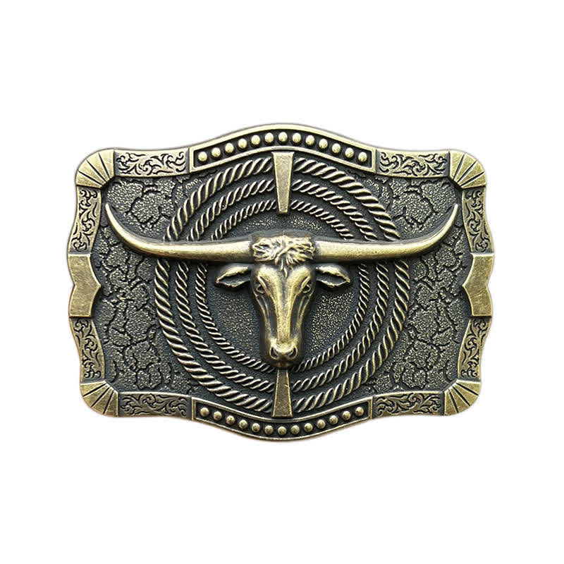 Men's DIY Western Bull Head Buckle Leather Belt - Image 11