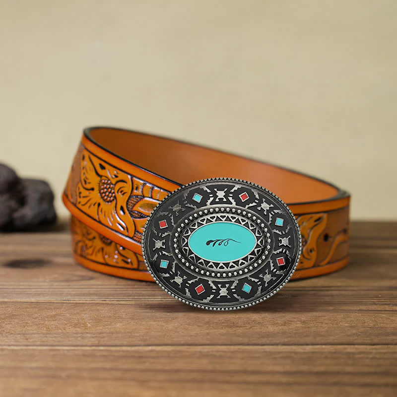 Men's DIY Western Colorul Enameled Leather Belt - Image 10
