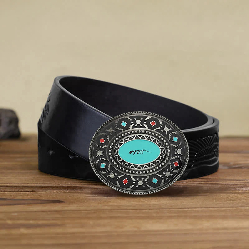 Men's DIY Western Colorul Enameled Leather Belt - Image 5