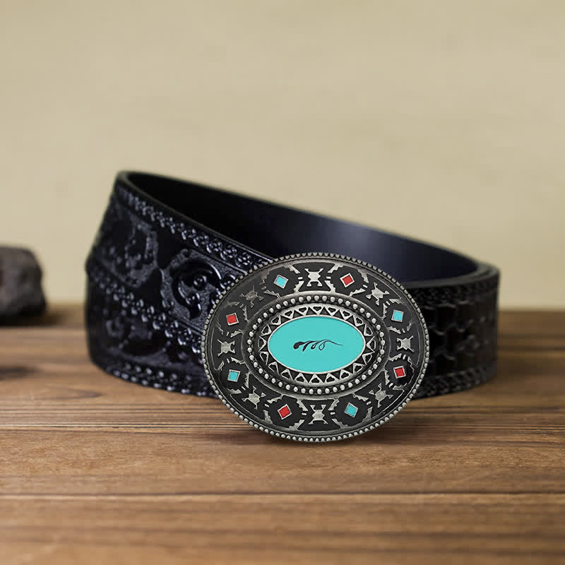 Men's DIY Western Colorul Enameled Leather Belt - Image 7