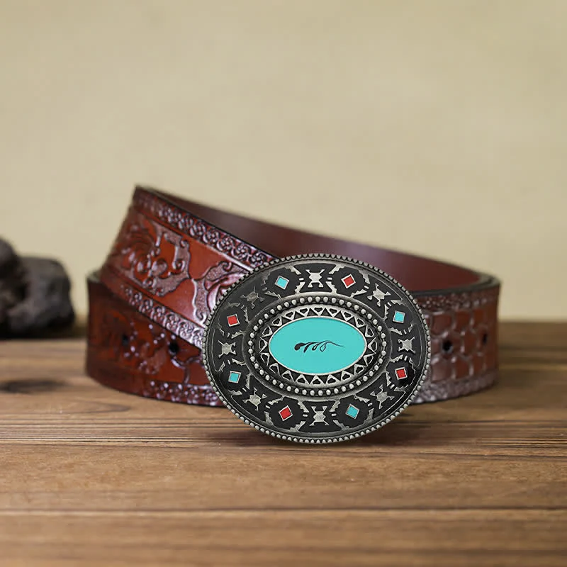Men's DIY Western Colorul Enameled Leather Belt - Image 8