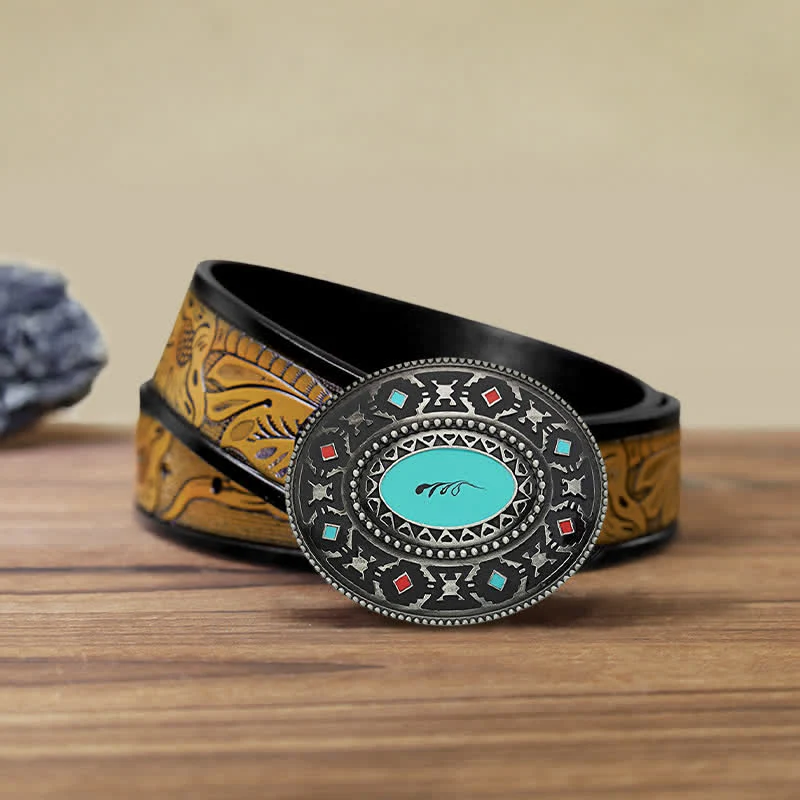Men's DIY Western Colorul Enameled Leather Belt - Image 9