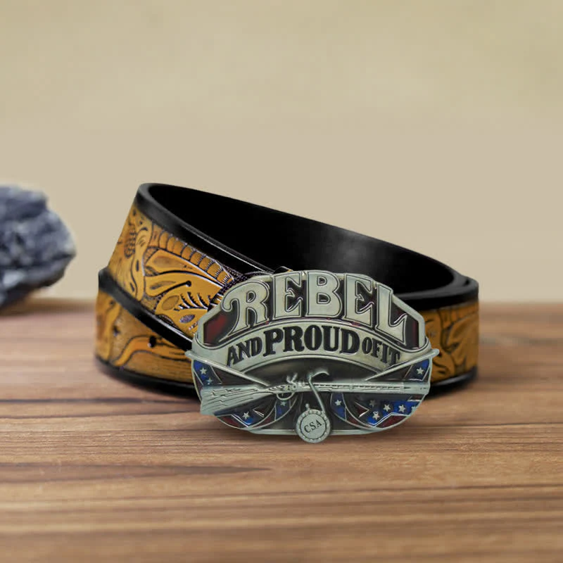 Men's DIY Western Flag Proud Buckle Leather Belt - Image 10