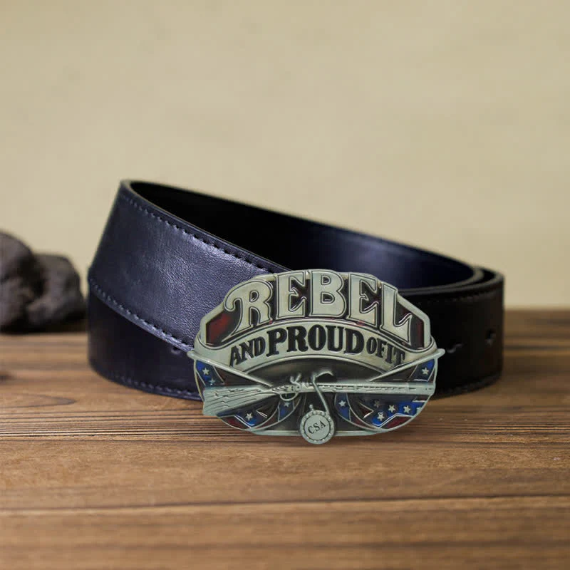 Men's DIY Western Flag Proud Buckle Leather Belt - Image 5