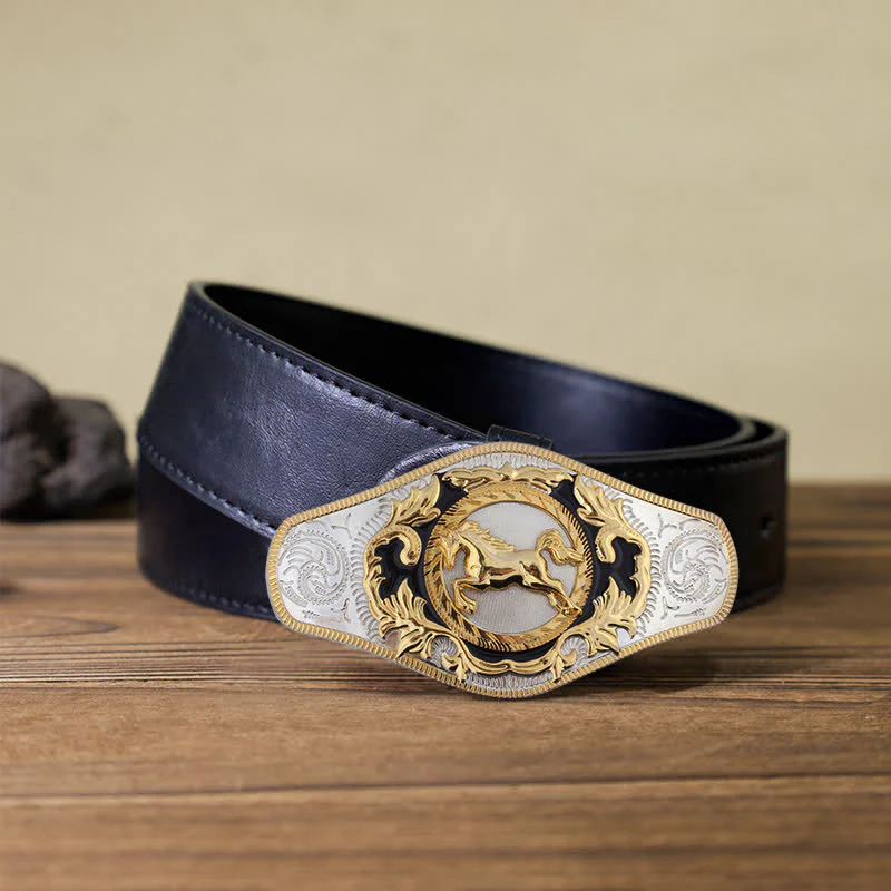 Men's DIY Western Golden Animal Buckle Leather Belt - Image 13