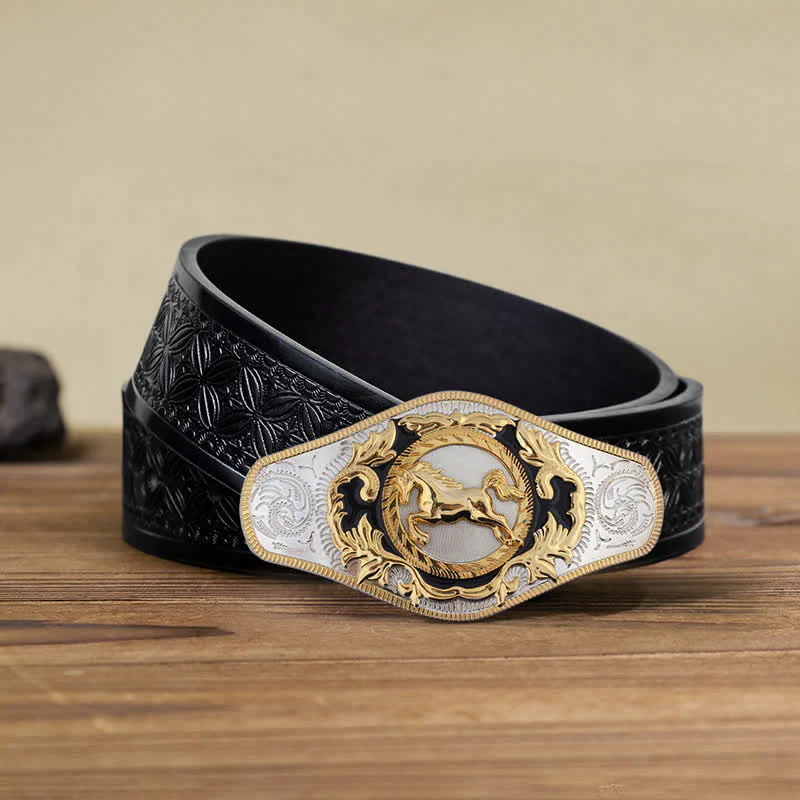 Men's DIY Western Golden Animal Buckle Leather Belt - Image 15