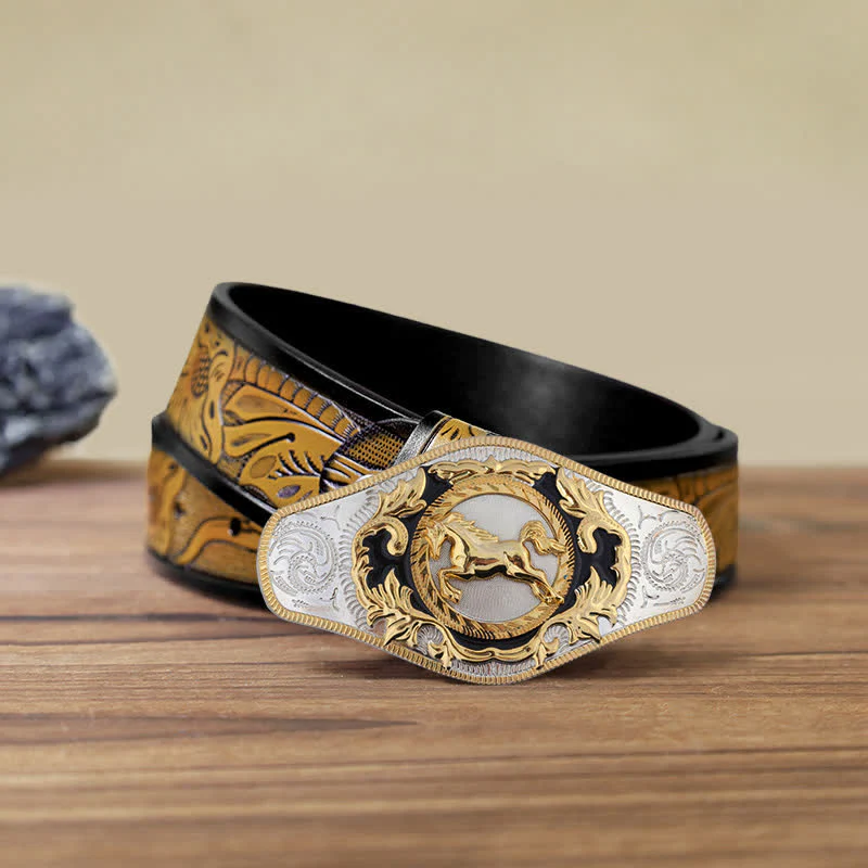 Men's DIY Western Golden Animal Buckle Leather Belt - Image 18