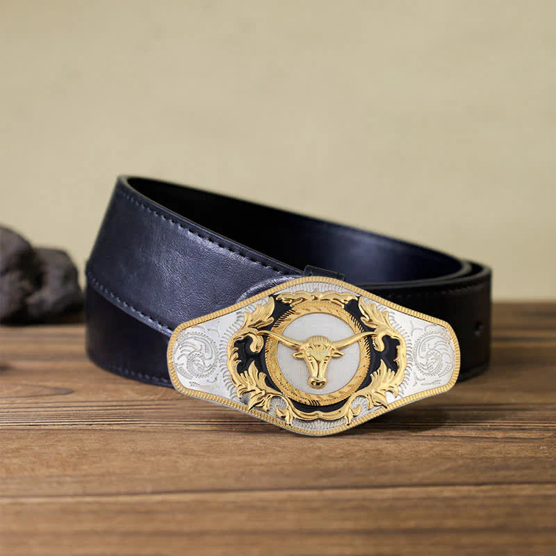 Men's DIY Western Golden Animal Buckle Leather Belt - Image 21