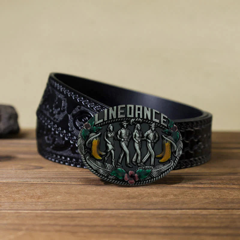 Men's DIY Western Line Dancing Buckle Leather Belt - Image 10