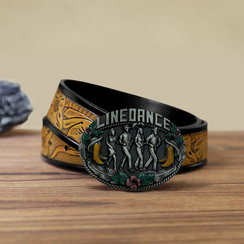 Men's DIY Western Line Dancing Buckle Leather Belt - Image 14