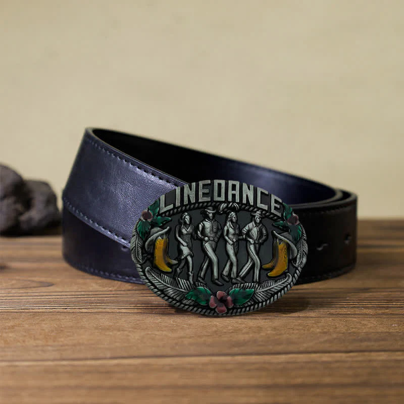 Men's DIY Western Line Dancing Buckle Leather Belt - Image 4