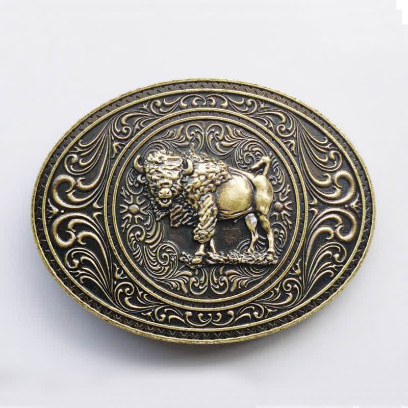 Men's DIY Wild Animal Bear Bull Buckle Leather Belt - Image 12