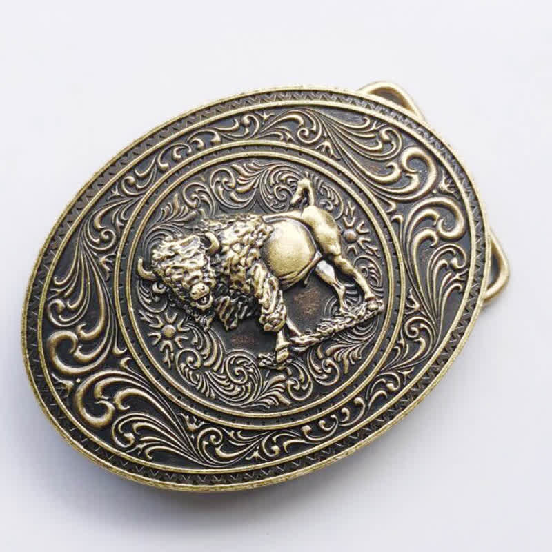 Men's DIY Wild Animal Bear Bull Buckle Leather Belt - Image 13