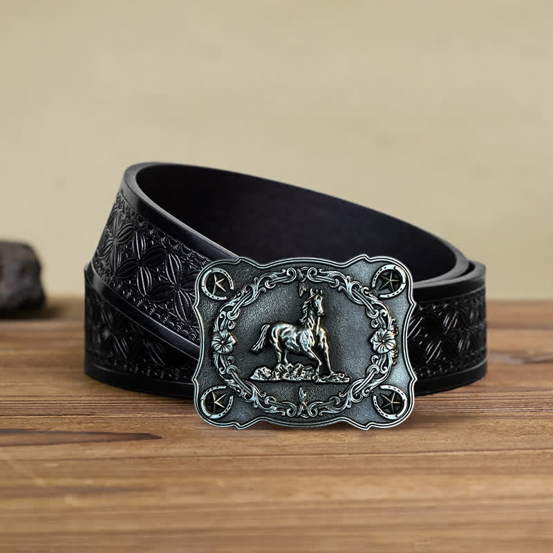 Men's DIY Wild Running Horse Buckle Leather Belt - Image 9
