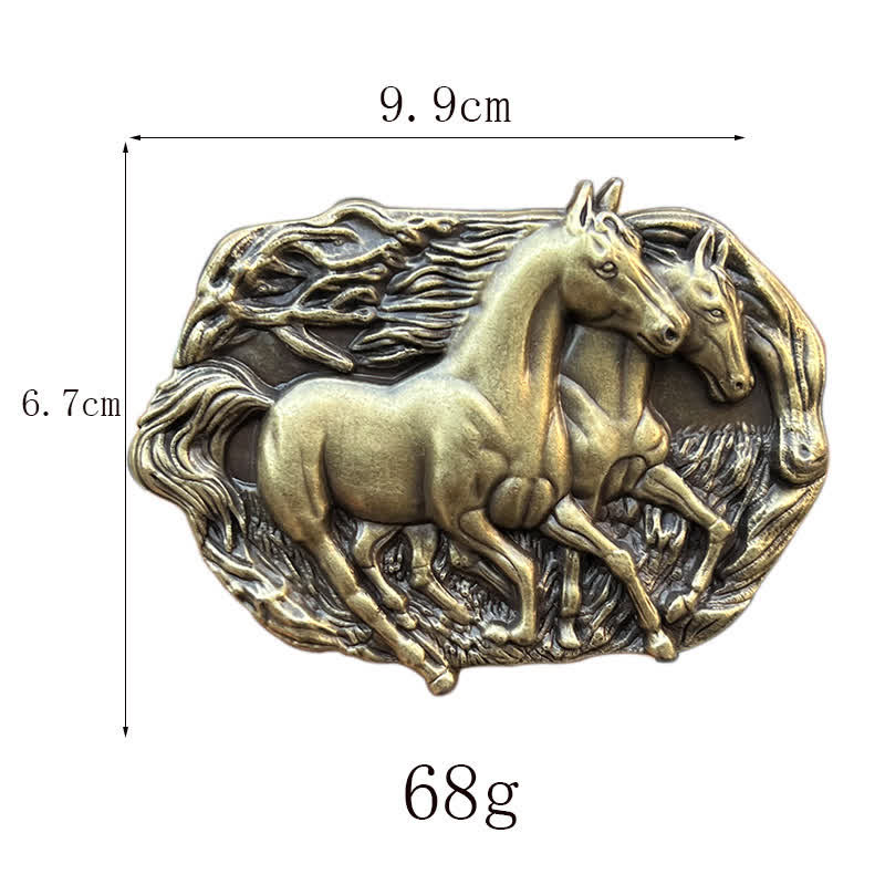 Men's DIY Wild Running Horses Buckle Leather Belt - Image 3