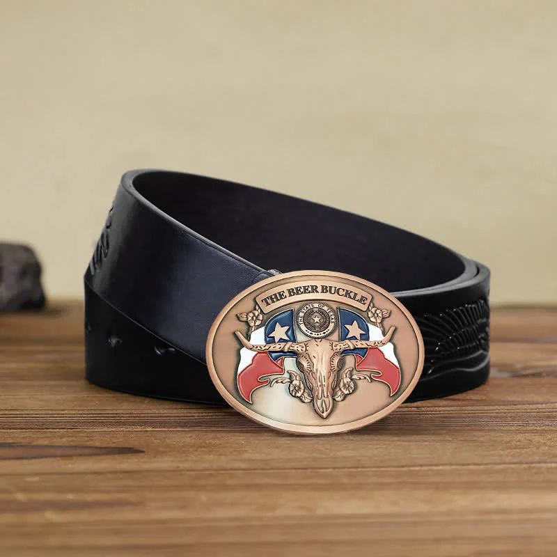 Men's DIY Wild West Bull Creative Beer Holder Buckle Leather Belt - Image 21