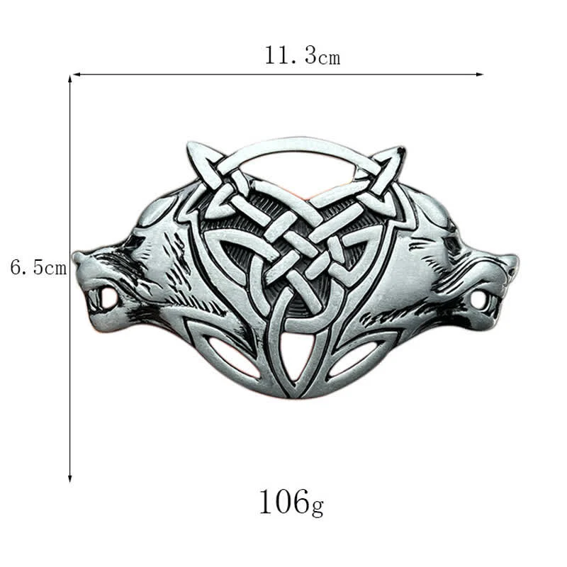 Men's DIY Wolf Head Celtic Knot Buckle Leather Belt - Image 3