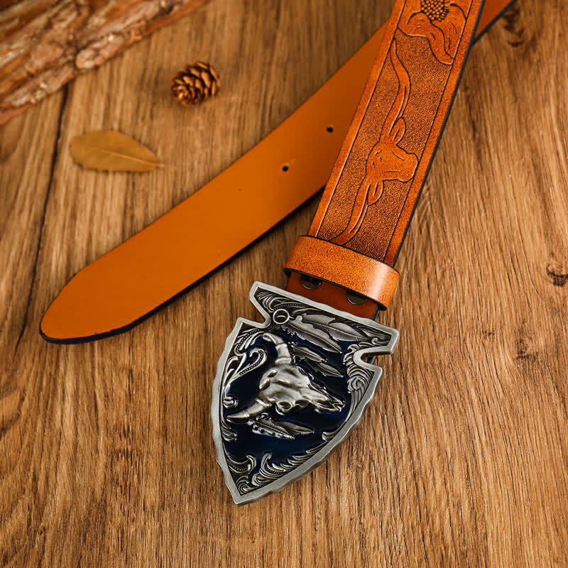 Men's Domineering Bull Head Ethnic Style Leather Belt - Image 6