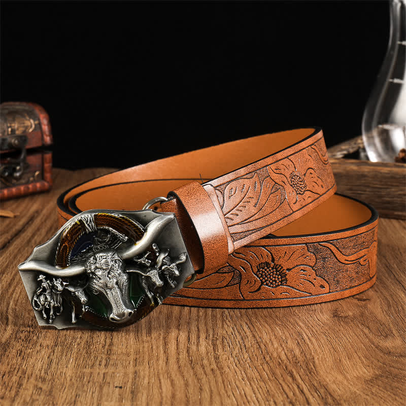 Men's Domineering Bull Head Leather Belt - Image 4