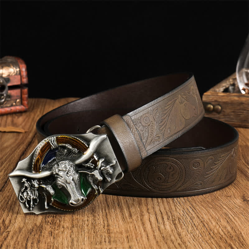 Men's Domineering Bull Head Leather Belt - Image 7