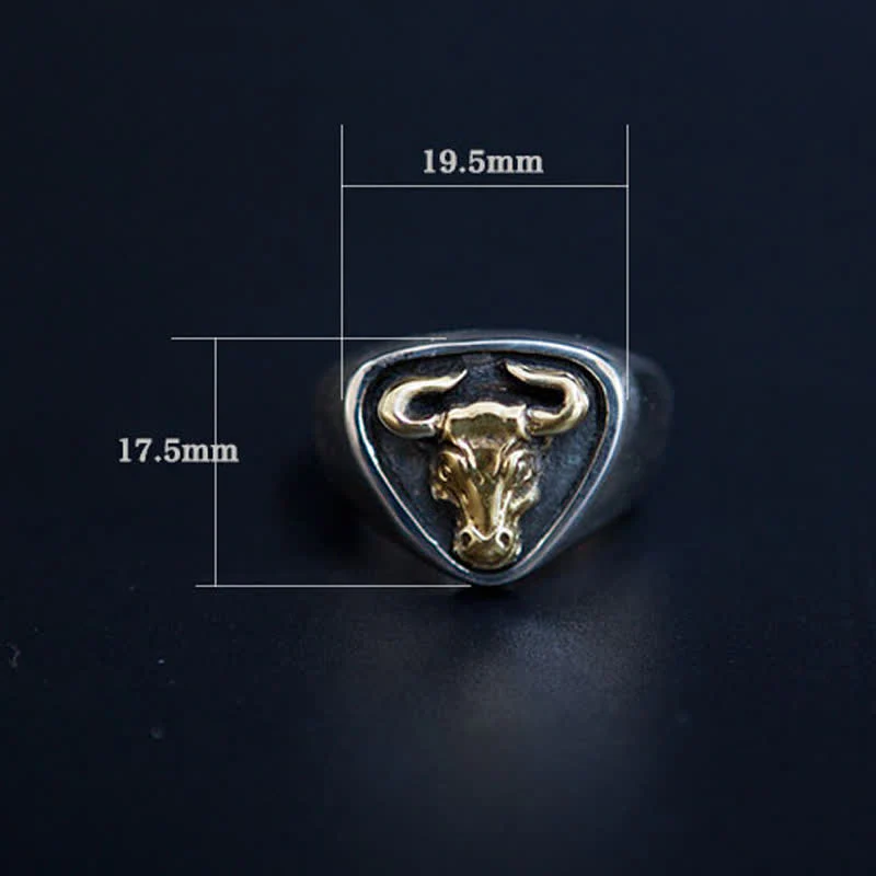 Men's Domineering Rock Bull Horse Totem Opening Adjustable Ring - Image 5