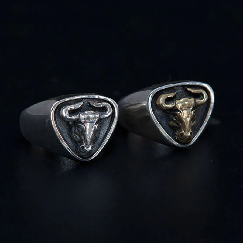 Men's Domineering Rock Bull Horse Totem Opening Adjustable Ring - Image 6