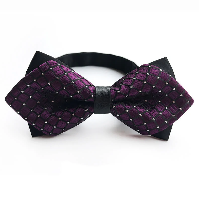 Men's Dotted Diamond Double-layer Pointy Bow Tie - Image 3