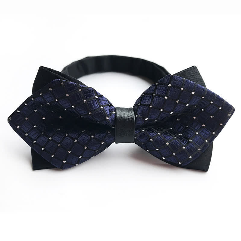 Men's Dotted Diamond Double-layer Pointy Bow Tie - Image 4