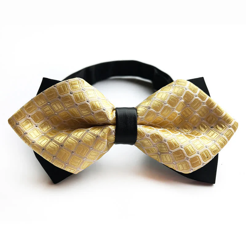 Men's Dotted Diamond Double-layer Pointy Bow Tie - Image 5