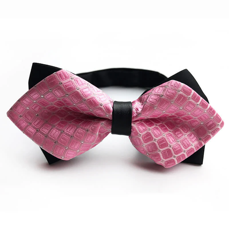 Men's Dotted Diamond Double-layer Pointy Bow Tie - Image 6
