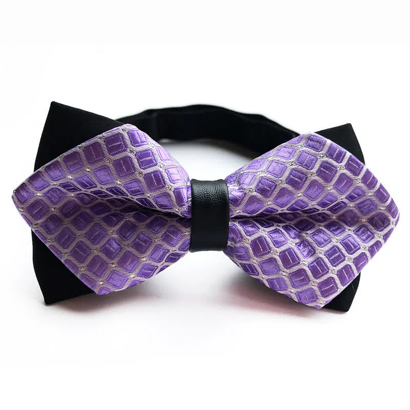 Men's Dotted Diamond Double-layer Pointy Bow Tie - Image 7
