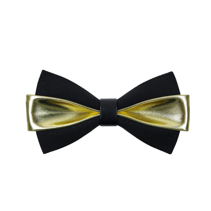 Men's Double Color PU Leather Bow Tie - Image 2